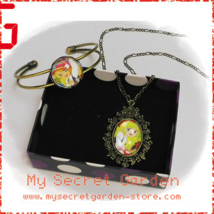 Angie Girl 女王陛下のプティアンジェ Anime Cabochon Bronze Necklace and Bracelet Set
